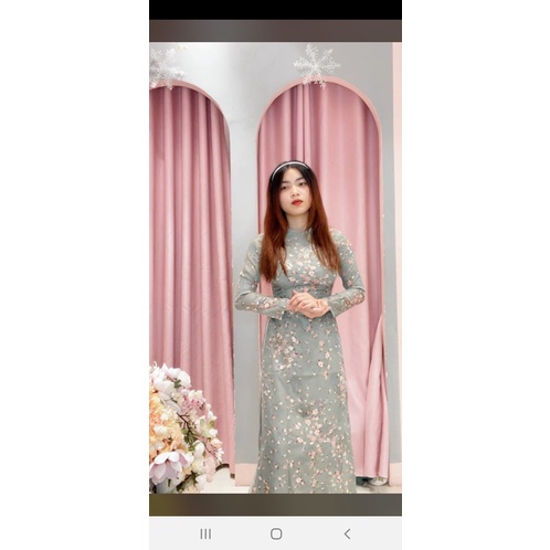 Áo dài hoa nhí 4 tà