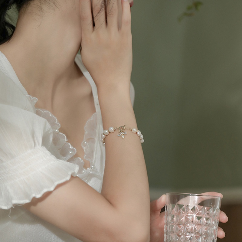 Sang Trọng Vòng Tay Chuỗi Hạt Ngọc Trai Mặt Con Ong Thời Trang Cho Nữ