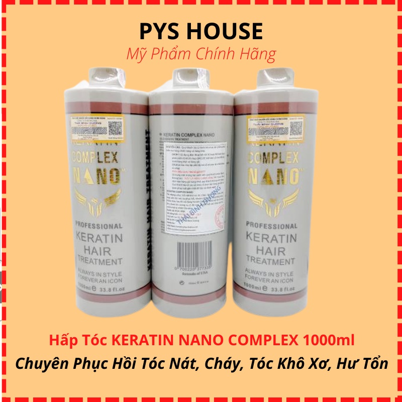 Hấp Tóc KERATIN NANO COMPLEX - Chuyên Phục Hồi Tóc Nát, Cháy 1000ML ( Hấp Nano Xám / Nâu) HÀNG CHÍNH HÃNG