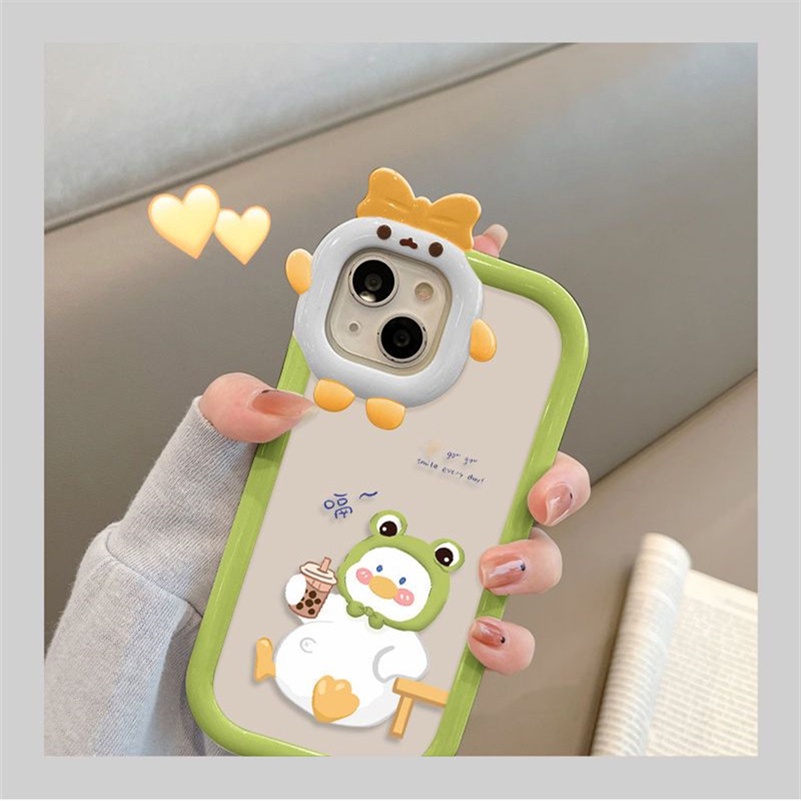 Ốp Điện Thoại Silicon Mềm Chống Trầy Hình Chú Vịt 3D Cho iPhone 14 13 12 11 Pro Max X Xr Xs Max 7 8 6 6s Plus SE 2020