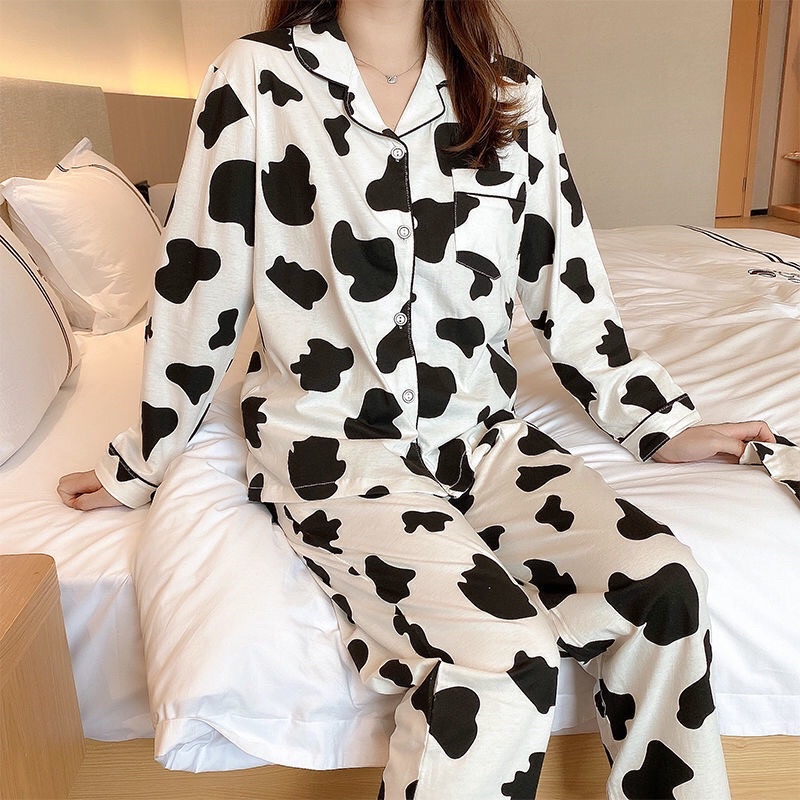 Bộ Quần Áo Ngủ Pyjama Style Ulzzang, Set Đồ Ngủ Hoạ Tiết Bò Sữa Ngựa Vằn Kẻ Caro Hothit