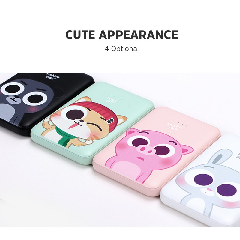 【Giảm 10% toàn bộ cửa hàng】Kivee 5000mAh Mini Power Bank Cartoon Pattern