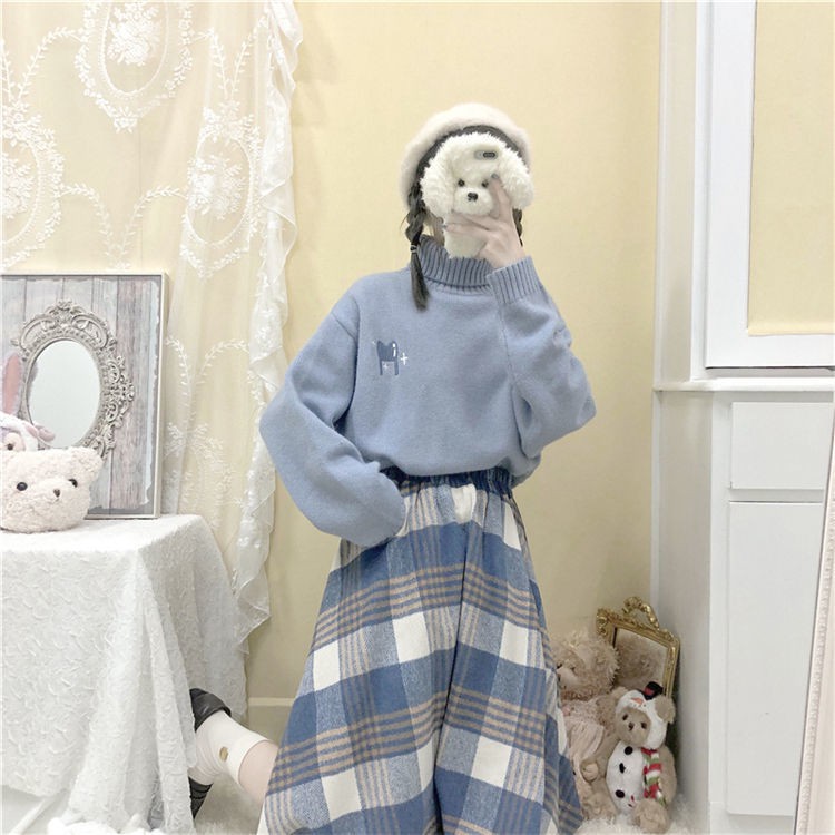 Áo len dệt kim mùa thu đông phiên bản Hàn Quốc nữ sinh rời đơn / bộ đồ hai mảnh váy dài giữa