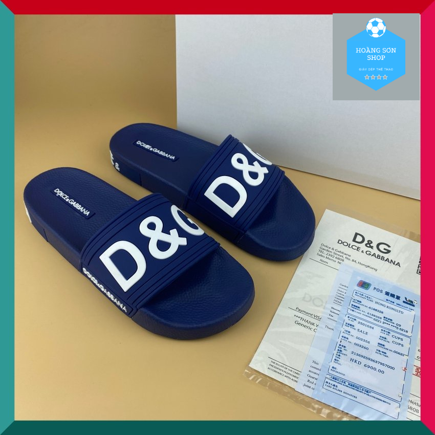 Dép Nam D&G - dép nam quai ngang chữ nổi đế cao su