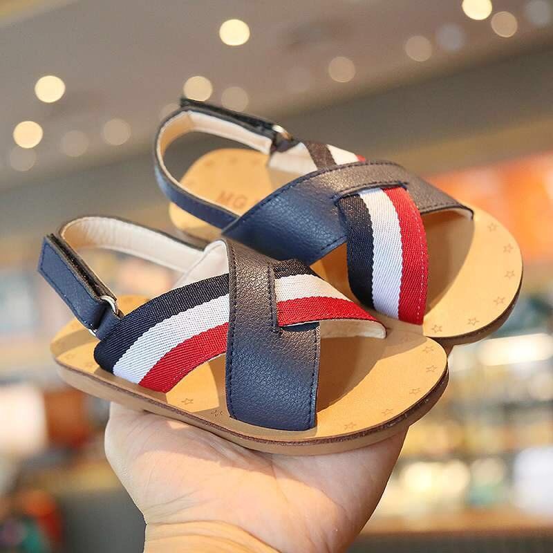 Sẵn Dép Quai Hậu Dép Sandal Phối Quai Kẻ Hàn Quốc Cho Bé Trai K072