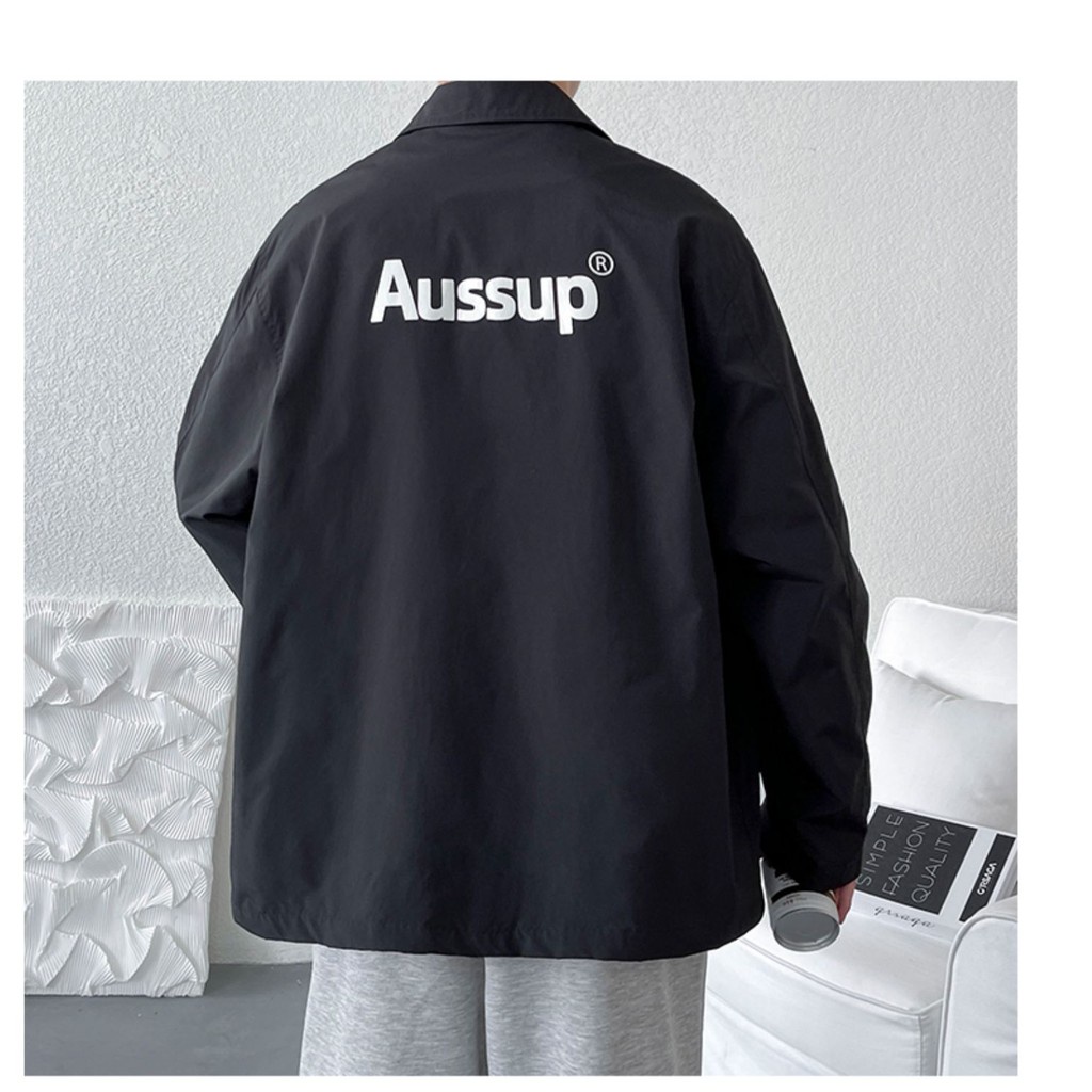 Áo khoác ngoài, áo jacket dù 2 lớp form rộng phong cách Hàn Quốc AUSSUP