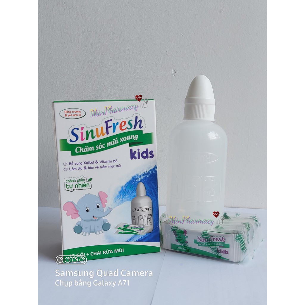 Muối Rửa Mũi Xoang Trẻ Em Sinu Fresh Kid / Hộp 15 Gói + Bình Rửa Mũi