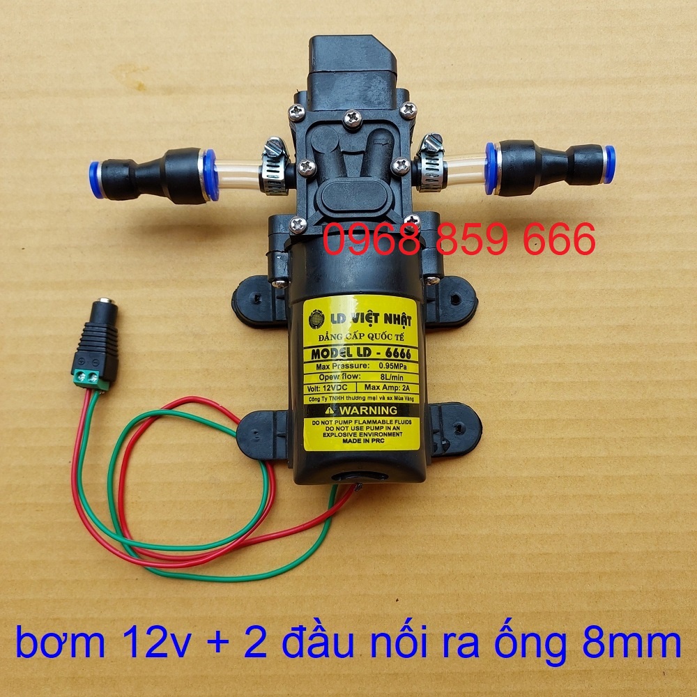 Bơm phun sương mini 12v, bộ nguồn adapter 12v-5a, chiết áp điều chỉnh tốc độ, máy bơm tăng áp