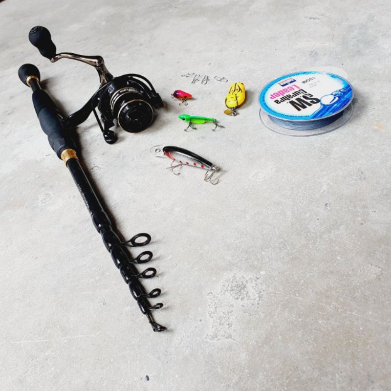 Bộ cần lure rút Fit carbon và máy deukio AC. chất liệu cần carbon cao, máy kim loại. cần nhẹ, máy khỏe, tải cá lớn