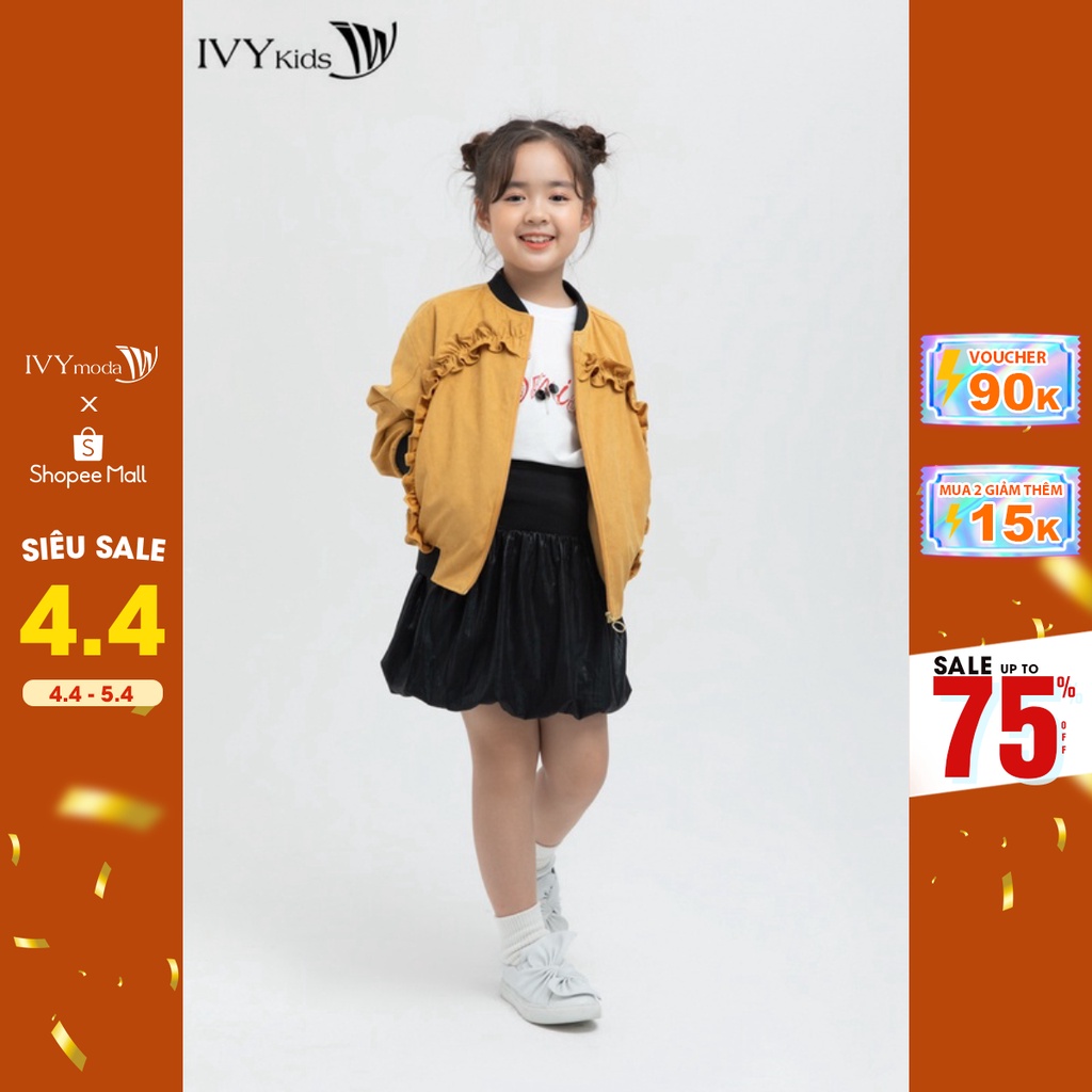 [NHẬP WABRTL5 GIẢM 10% TỐI ĐA 50K ĐH 250K ]Áo khoác nhung hoa nổi bé gái IVY moda MS 70G0419