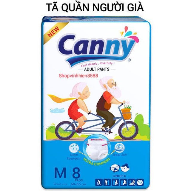 Tã bỉm quần Canny cao cấp (1 gói M8-L7 từ 40-75 kg) dành cho người bệnh và phụ nữ sau sinh,siêu thấm hút kháng khuẩn