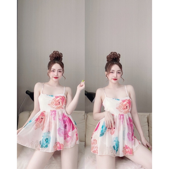 Đồ Ngủ Sexy Nữ, Bộ Ngủ Sexy Chất Chiffon Có Mút Ngực Dưới 65Kg | BigBuy360 - bigbuy360.vn