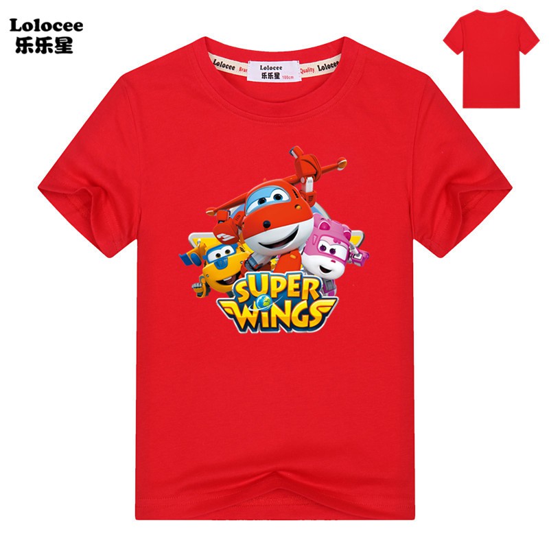 Áo thun tay ngắn hoạt hình Super Wings cho bé trai