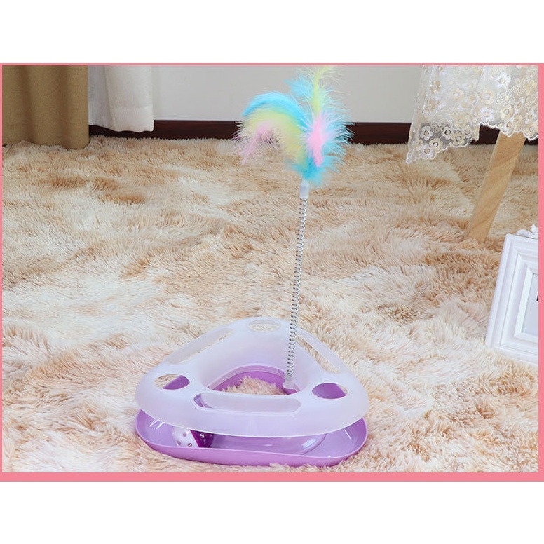Đồ chơi chó mèo , Tháp chuông hình tam giác kèm lò xo lông vũ - Phụ kiện chó mèo - ShopPetAz