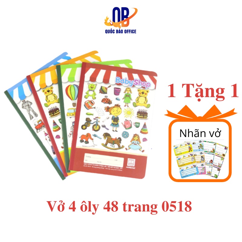 Vở ô ly Hồng Hà 48 trang cao cấp - vở 4 ly School Baby Shop 0518 - 1 quyển