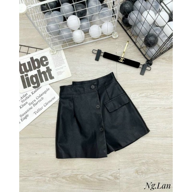 Quần giả váy da khuy chéo hàng QCL1