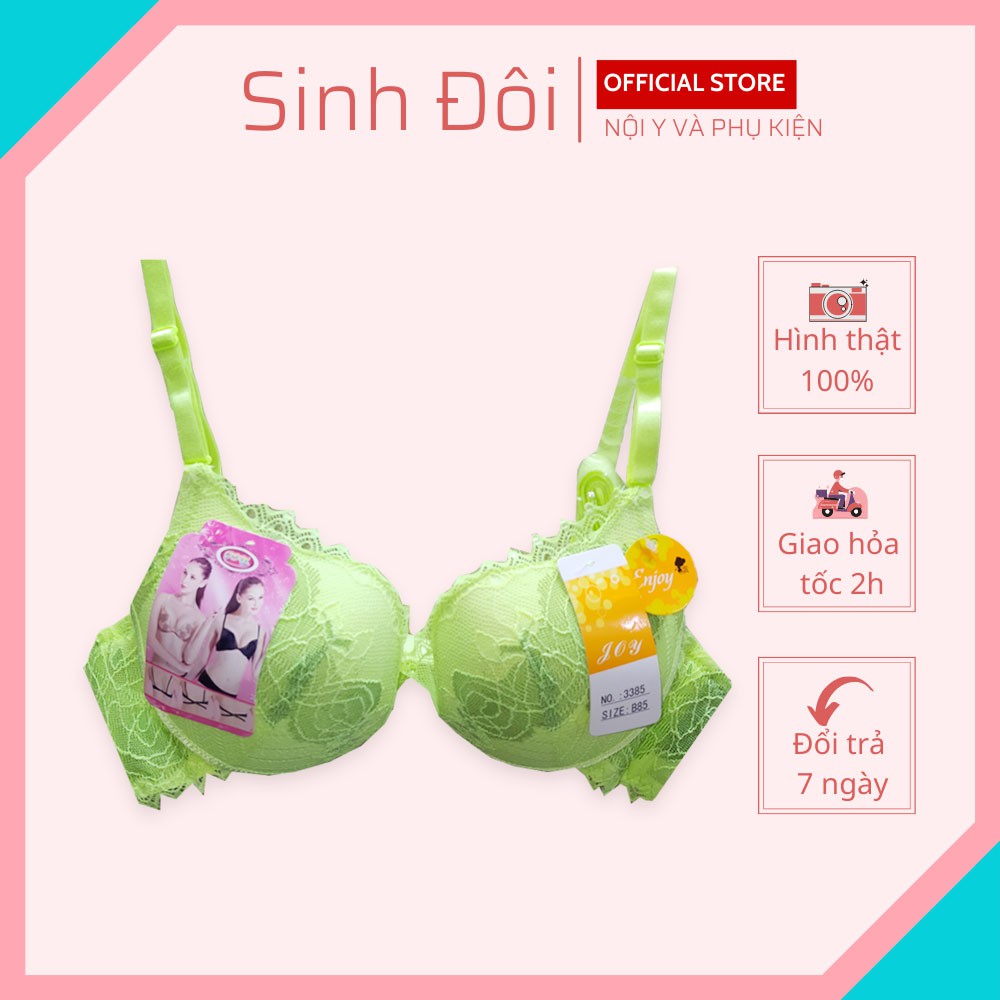 Áo ngực nữ ren chữ U nâng ngực tạo khe Joy 3385 có gọng mút vừa mềm mịn size 34-36-38