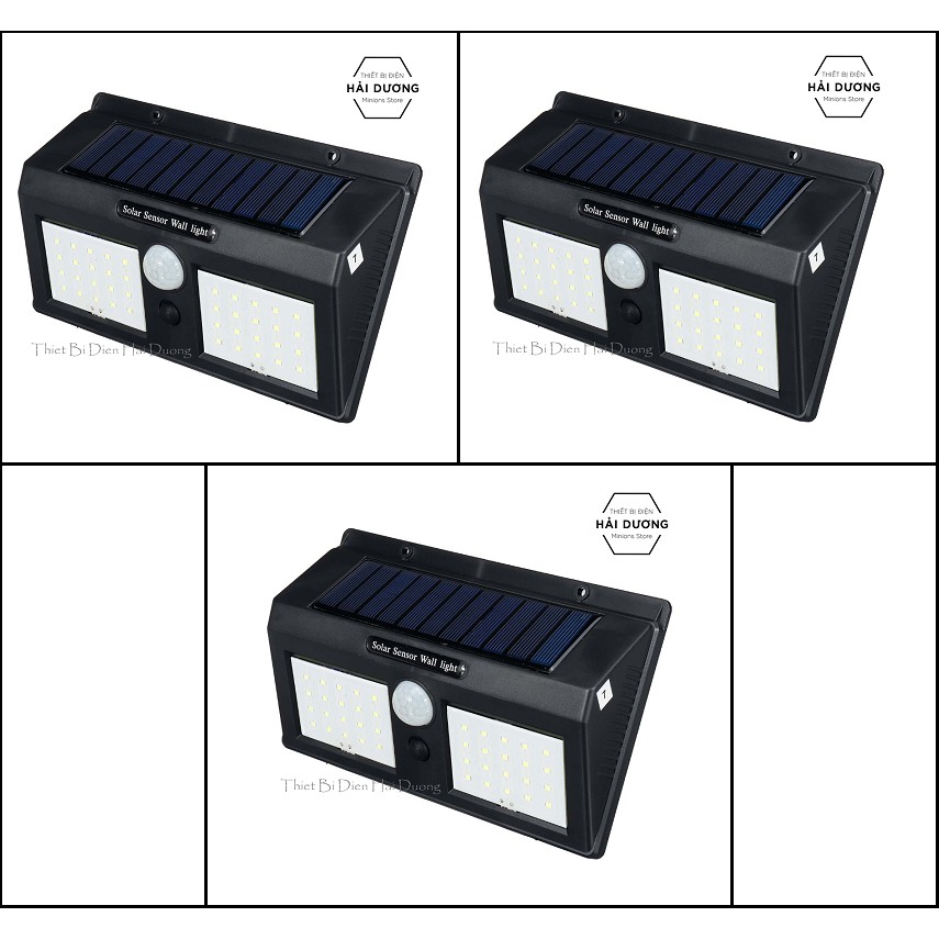 Bộ 3 Đèn led đôi cảm biến hồng ngoại năng lượng mặt trời  (40 mắt led ) - cảm biến 3 chế độ - Energy Green L