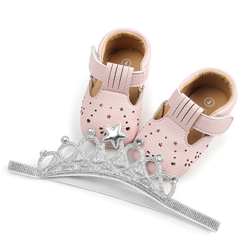 Băng đô cotton hình vương miện lấp lánh cho bé gái