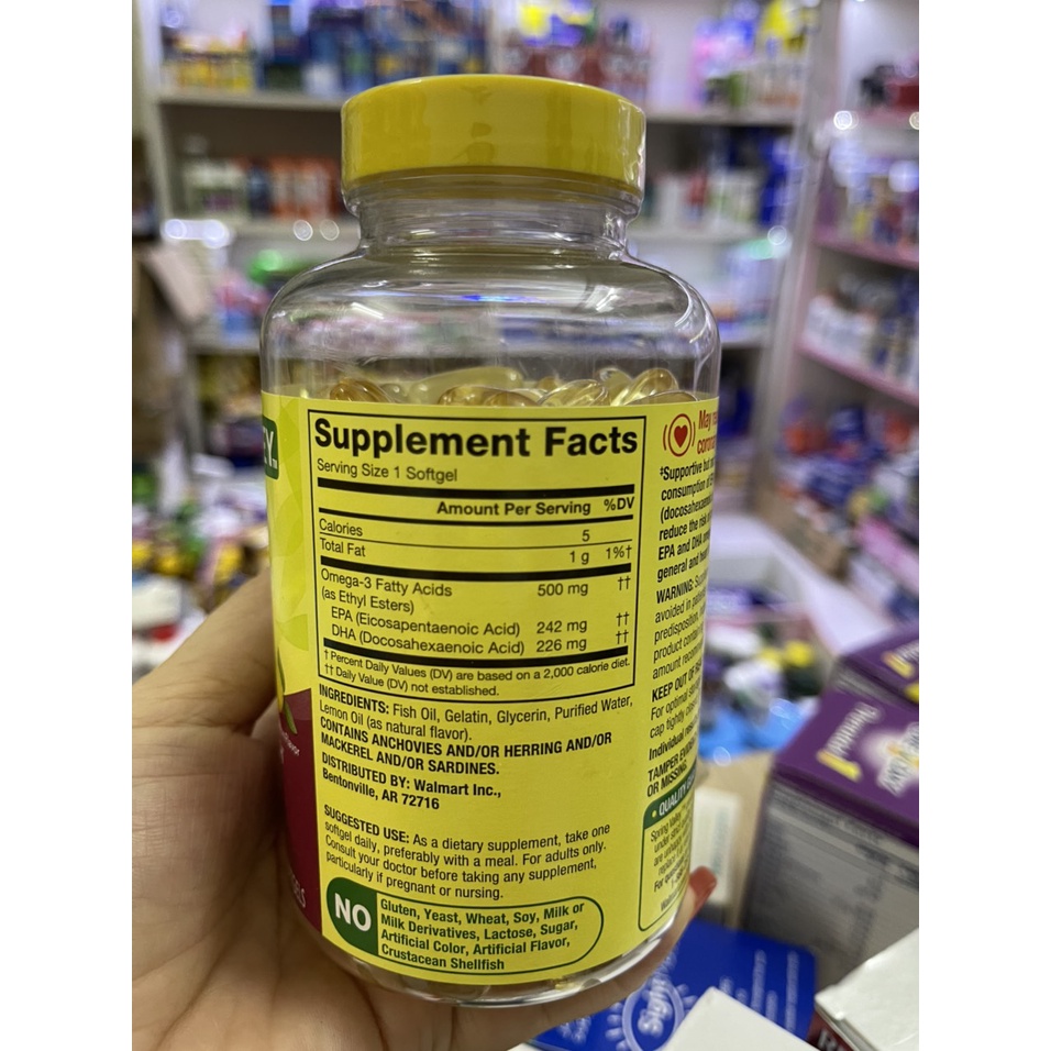 DẦU CÁ OMEGA-3 SPRING VALLEY  HỖ TRỢ TIM NÃO VÀ SỨC KHOẺ-CHÍNH HÃNG