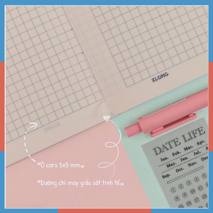 Vở may dán gáy Klong khổ B5 120,200 trang Caro MS 990,991