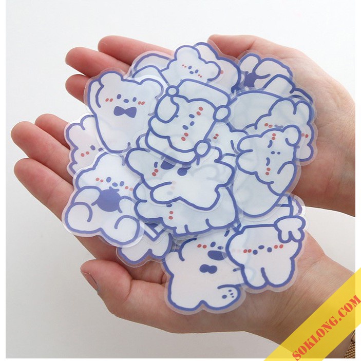 Bộ Sticker hình Thỏ Béo - Gấu dễ thương trang trí sổ, laptop, điện thoại, nhán dãn trang trí Tuệ Minh