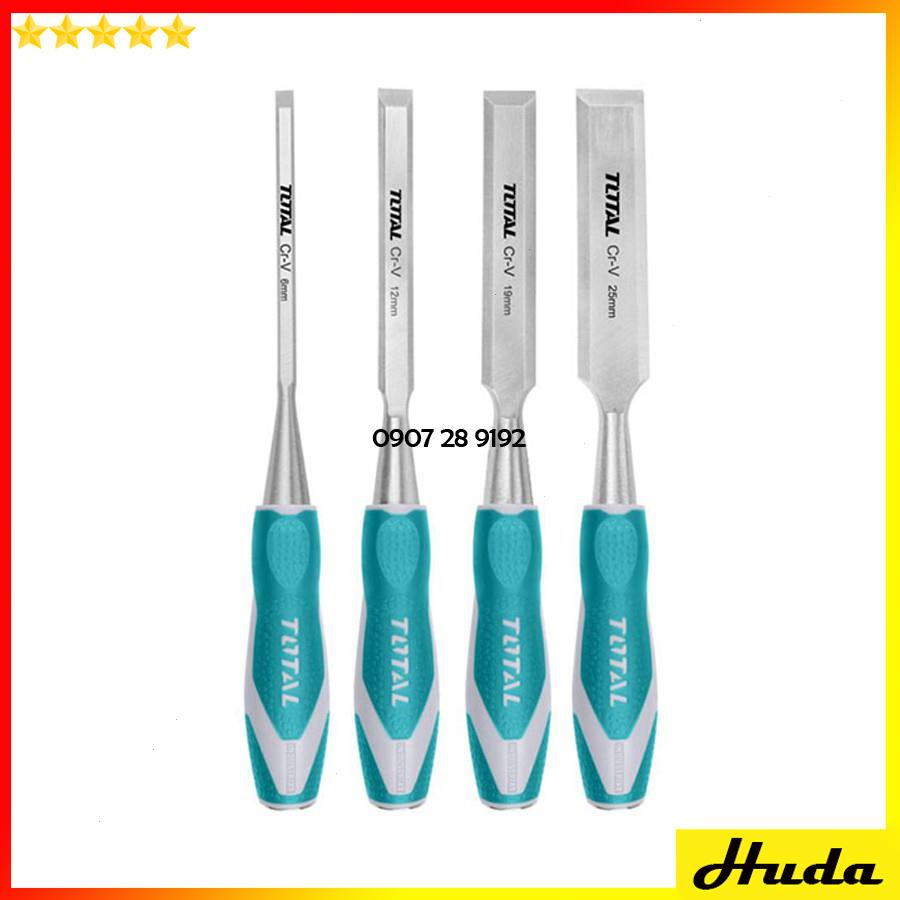 Bộ 4 đục gỗ dẹp 6mm 12mm 19mm 25mm dài 140mm Total Ingco siêu cứng dùng đục và điêu khắc tiện gỗ 1234