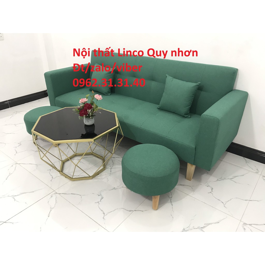 Bộ bàn ghế Sofa giường tay vịn đa năng SFGTV07 xanh ngọc sofa giá rẻ sofa nhỏ phòng khách Nội thất Linco Quy Nhơn