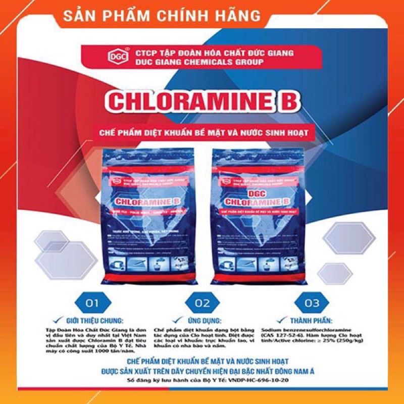 Cloramin B chính hãng công ty Đức Giang túi 1kg - Sát khuẩn, khử trùng và diệt khuẩn