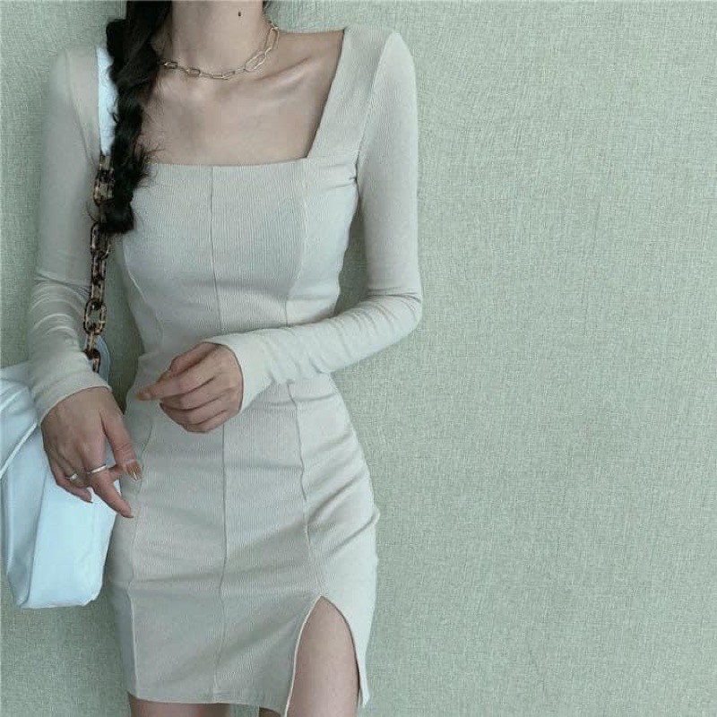 Đầm body cổ vuông Ulzzang
