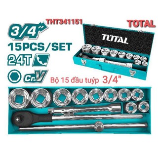 Bộ tuýp và cần mở 3/4 inch 15 chi tiết total tht341151