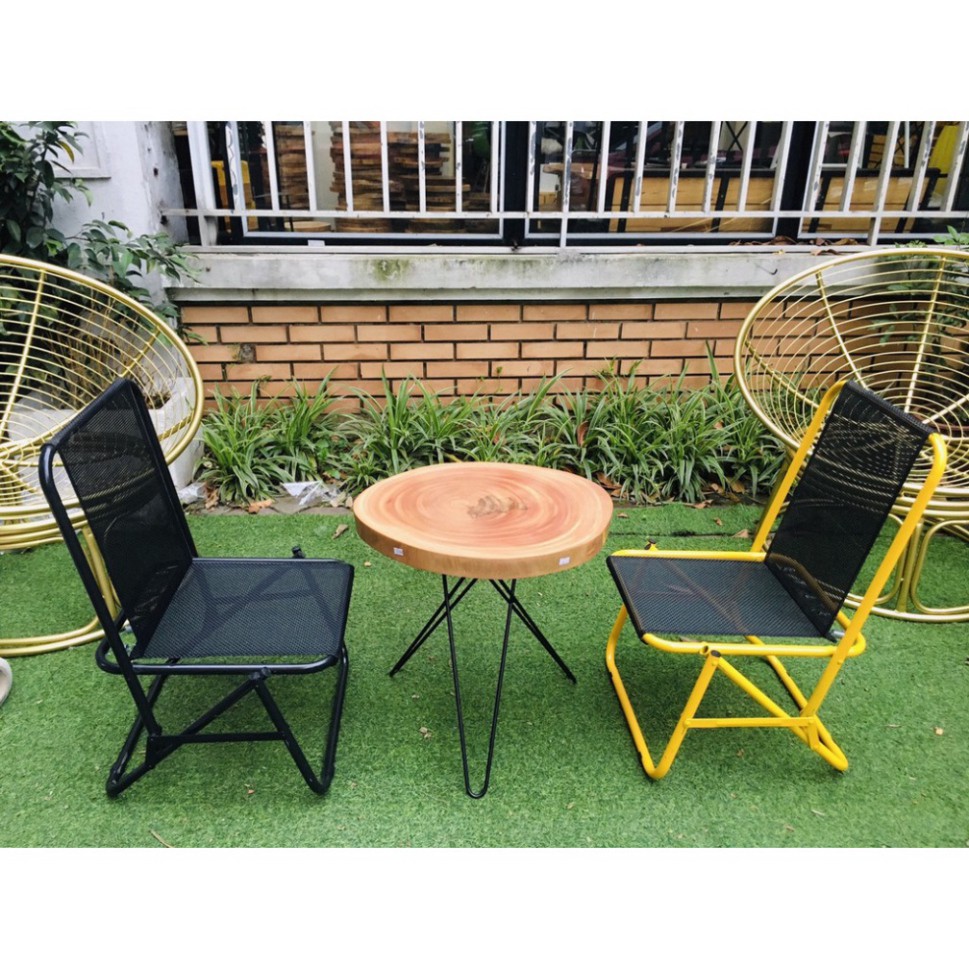 Ghế dù khung sắt lưng cao - Ghế dù cafe trà chanh - HPGD 01