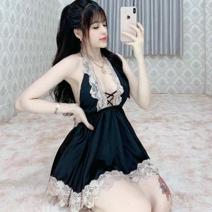Sét đầm ngủ phối ren cao cấp kèm quần sang chảnh.