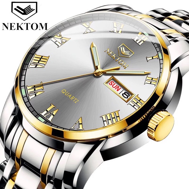 ĐỒNG HỒ NAM NEKTOM DÂY THÉP KHÔNG GỈ KIM DẠ QUANG PHONG CÁCH DOANH NHÂN
