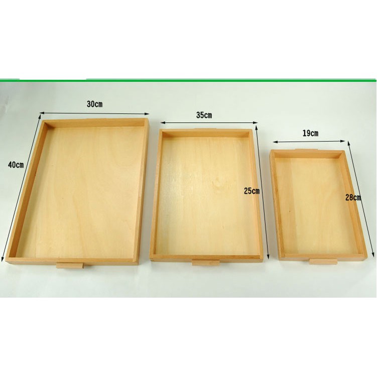 Giáo cụ Montessori - Khay gỗ Mon nhiều kích cỡ - 3 kích thước