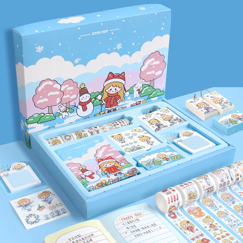 Set 54 Hộp quà tặng Sổ tay cô gái dễ thương -Sticker-Washi Tape -Giấy Note  Sổ Ghi Chú  hình dán công chúa sổ ghi chép sticker trang trí sổ quà tặng bạn gái