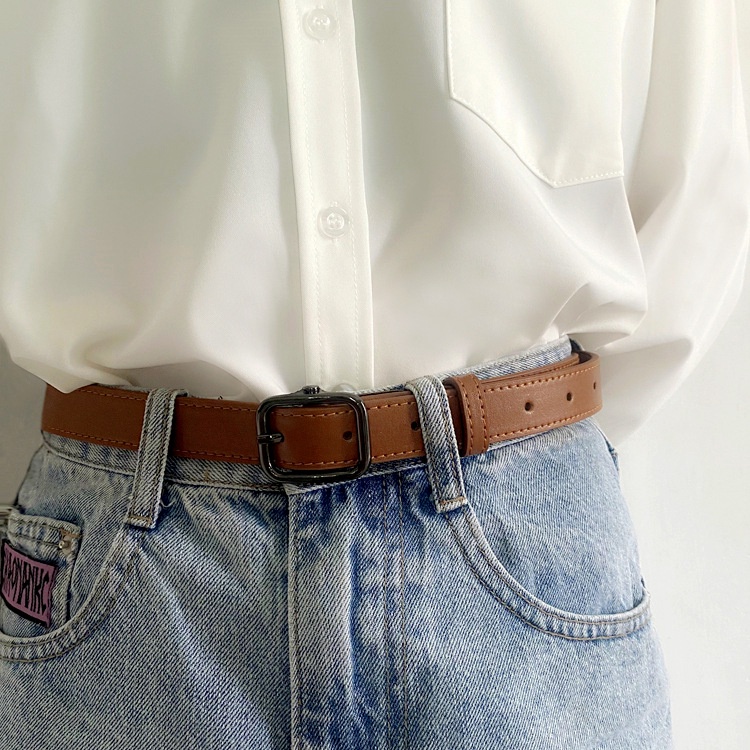 Thắt lưng bản nhỏ BROO nhiều màu, dây nịt lưng 2.3cm phong cách ulzzang unisex phù hợp nam nữ