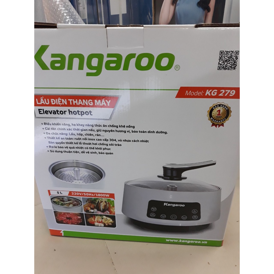 Lẩu điện thang máy Kangaroo KG279 bảo hành chính hãng 12 tháng kèm vdeo