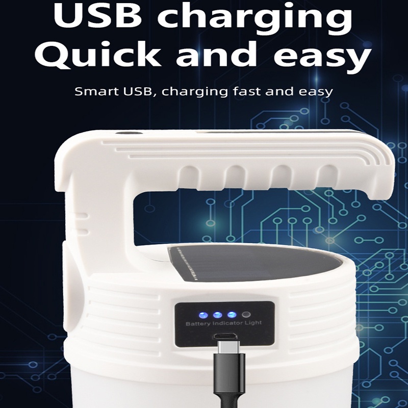 1 Đèn LED Năng Lượng Mặt Trời Cầm Tay Sáng Tạo Có Móc/ Sạc USB Chống Nước Cho Hoạt Động Ngoài Trời