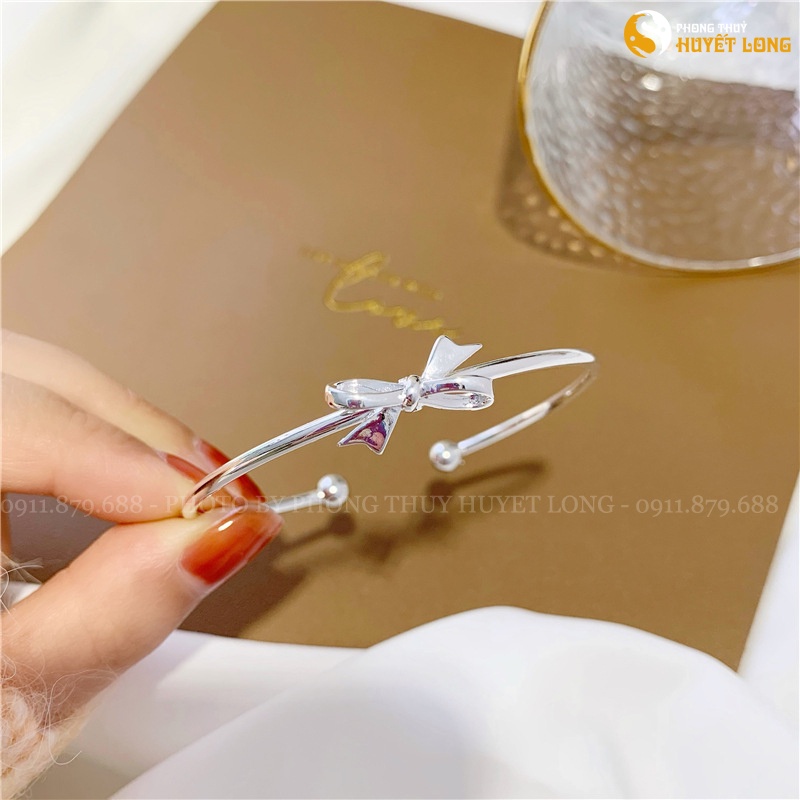 Lắc Tay Nữ Bạc s925 Mẫu Hình Nơ LBN003, Vòng Tay Bạc Nữ Hàn Quốc Có Thể Thay Đổi Kích Cỡ Sang Trọng, Thời Trang