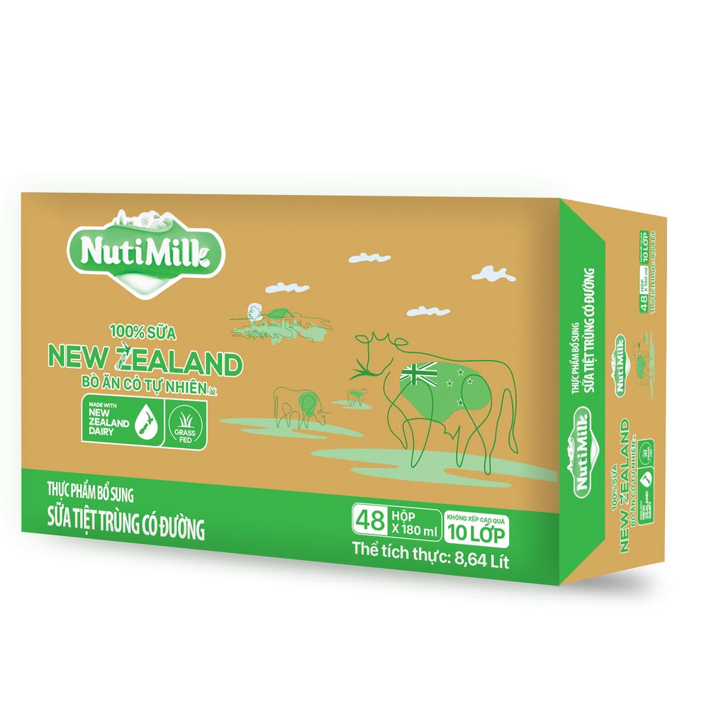 Thùng 48 Hộp/ 24 Bịch 100% Sữa New Zealand Bò ăn cỏ tự nhiên Có Đường/ Không đường/ Ít Đường 110/ 180ml - YOOSOO MALL