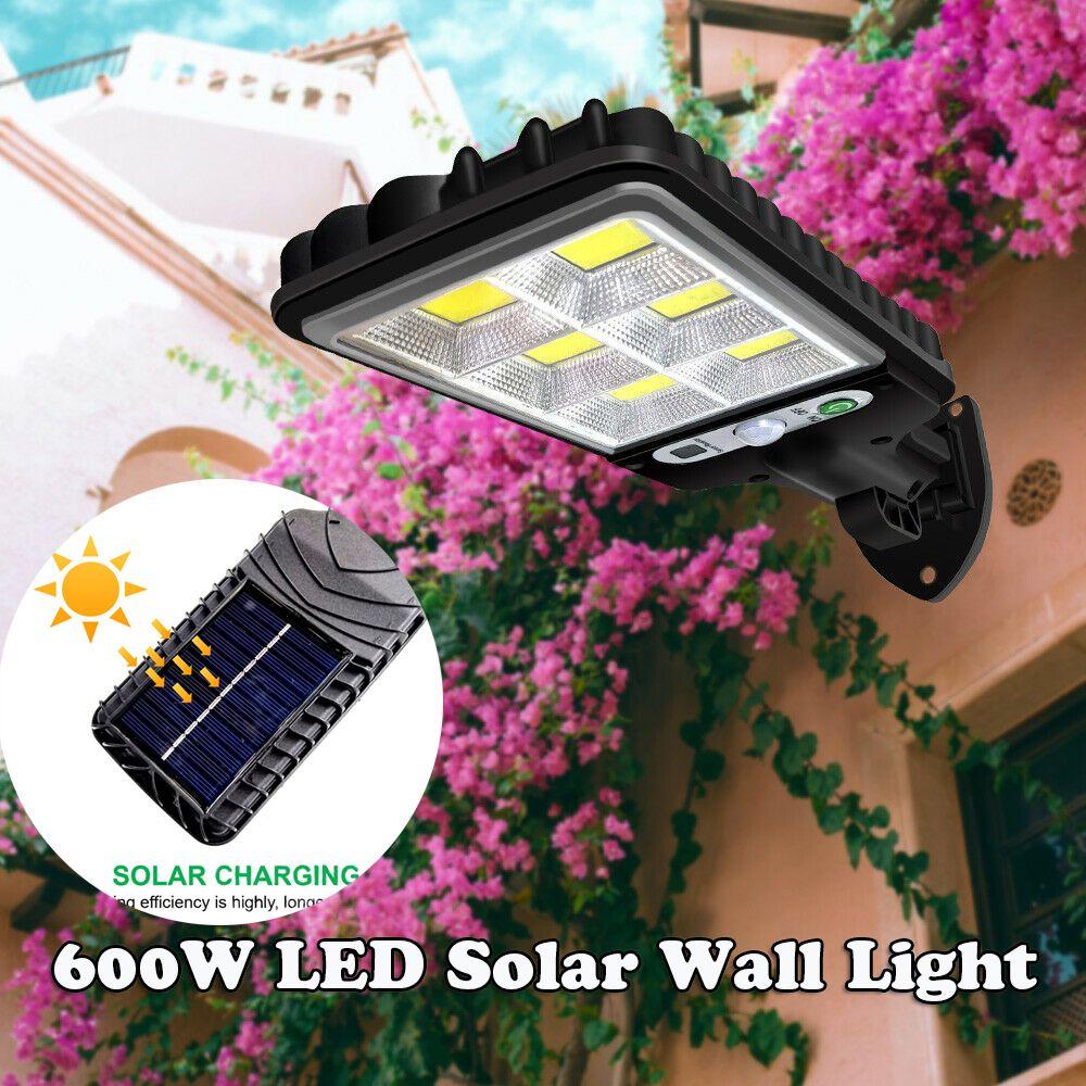 ♫Daphne♫ Đèn LED Gắn Tường Ngoài Trời 600W Cảm Biến Chuyển Động Sử Dụng Năng Lượng Mặt Trời