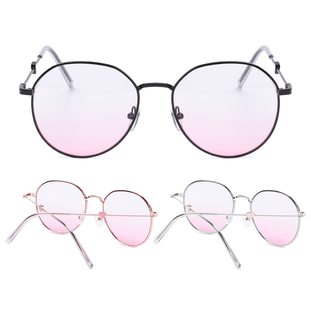 Kính mát gọng kim loại họa tiết trái tim màu hồng thời trang