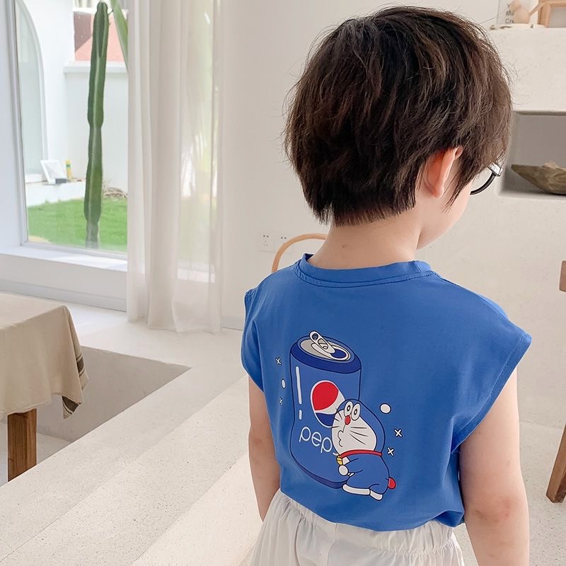 Áo thun sát nách in hoạ tiết Doraemon nhiều màu cho bé trai & bé gái - Cao 90-140cm, nặng 10-30kg