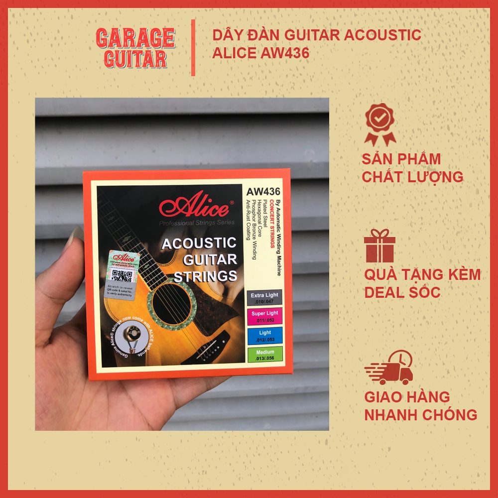 Dây Đàn kim loại tốt cho đàn Guitar Acoustic Alice AW436- HÀNG CHÍNH HÃNG 100%