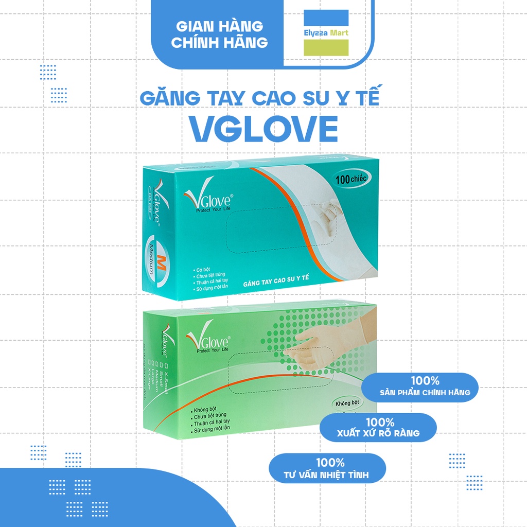 Găng Tay Cao Su Y Tế Vglove (Hộp 100 Chiếc)