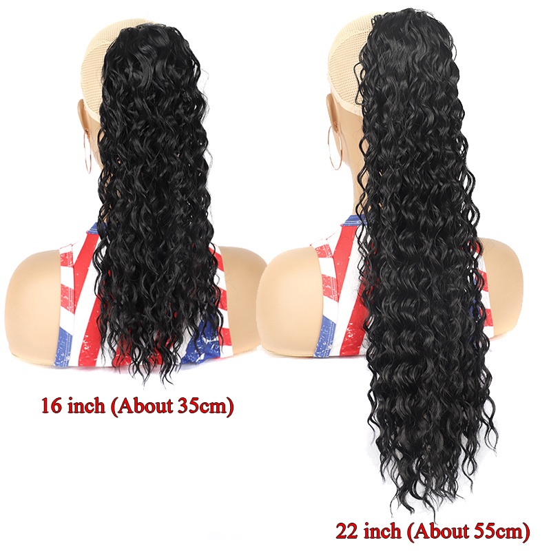Tóc giả WIGSIN kiểu đuôi ngựa xoăn dài 16 Inch 22 Inch bằng sợi tổng hợp