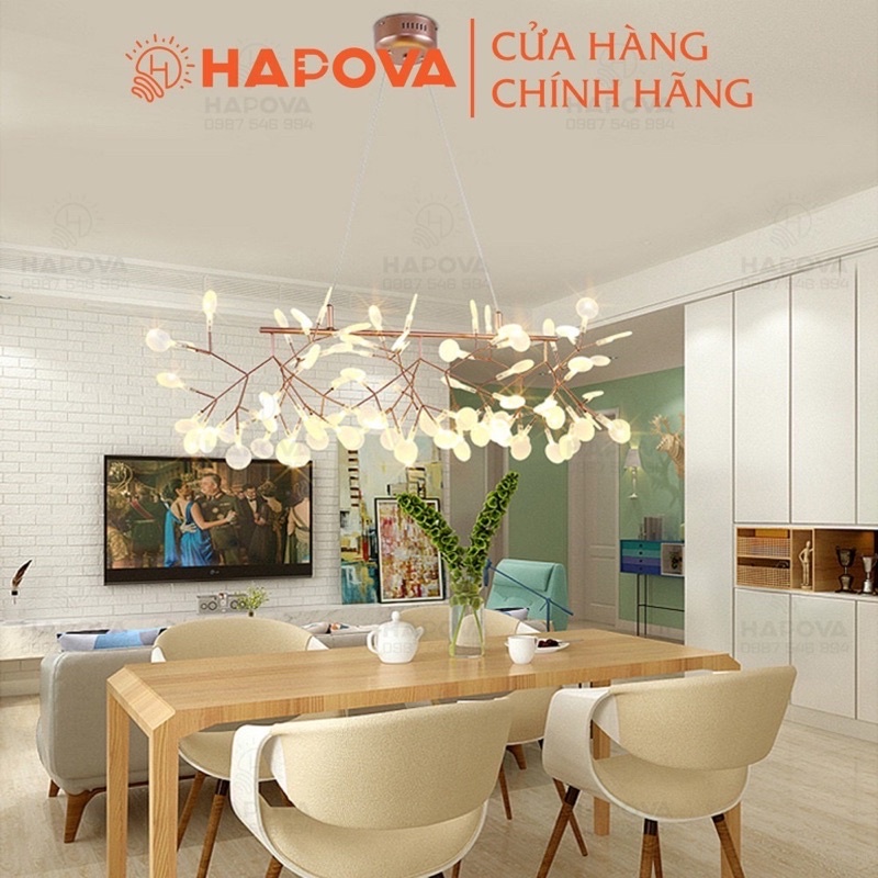 Đèn trang trí, Đèn chùm Hera thanh dài 81 lá HAPOVA MINUS 8990/1000