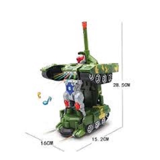 XE TĂNG BIẾN HÌNH THÀNH RÔ BỐT CÓ ĐÈN NHẠC, đồ chơi xe tăng (kèm pin)