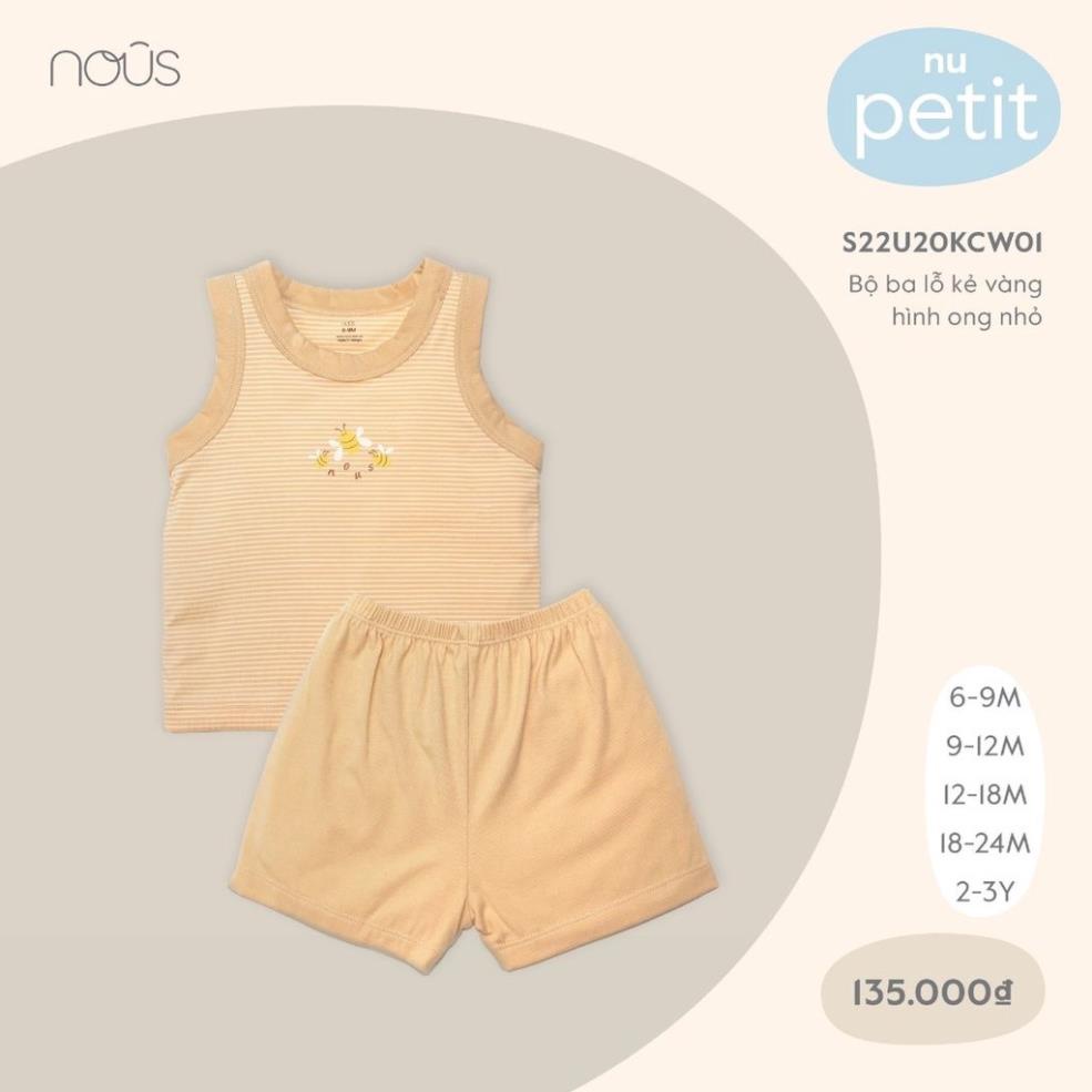 Bộ Quần Áo Ba Lỗ Cao cấp Nous Màu Tím Trắng Kẻ - Chất Liệu Nu Petit( 6M-3Y)